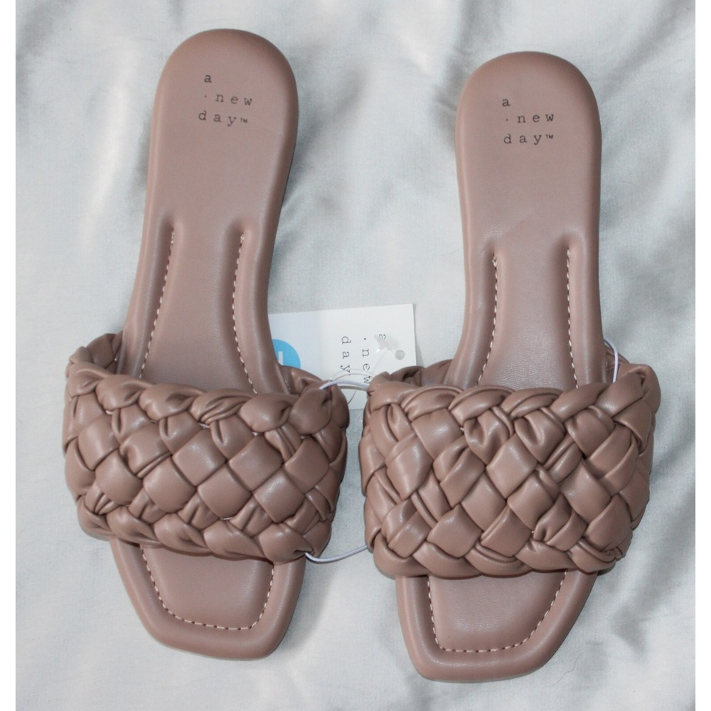 Women's Carissa Woven Slide Sandals - A New Day - Tan - Size 6.5 - BRAND NEW